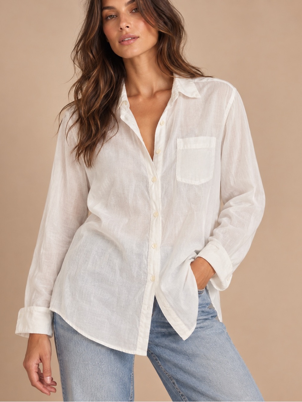 Kikisol White Sheer Button Down Shirt XXL Oversized Long Sleeve Blouse